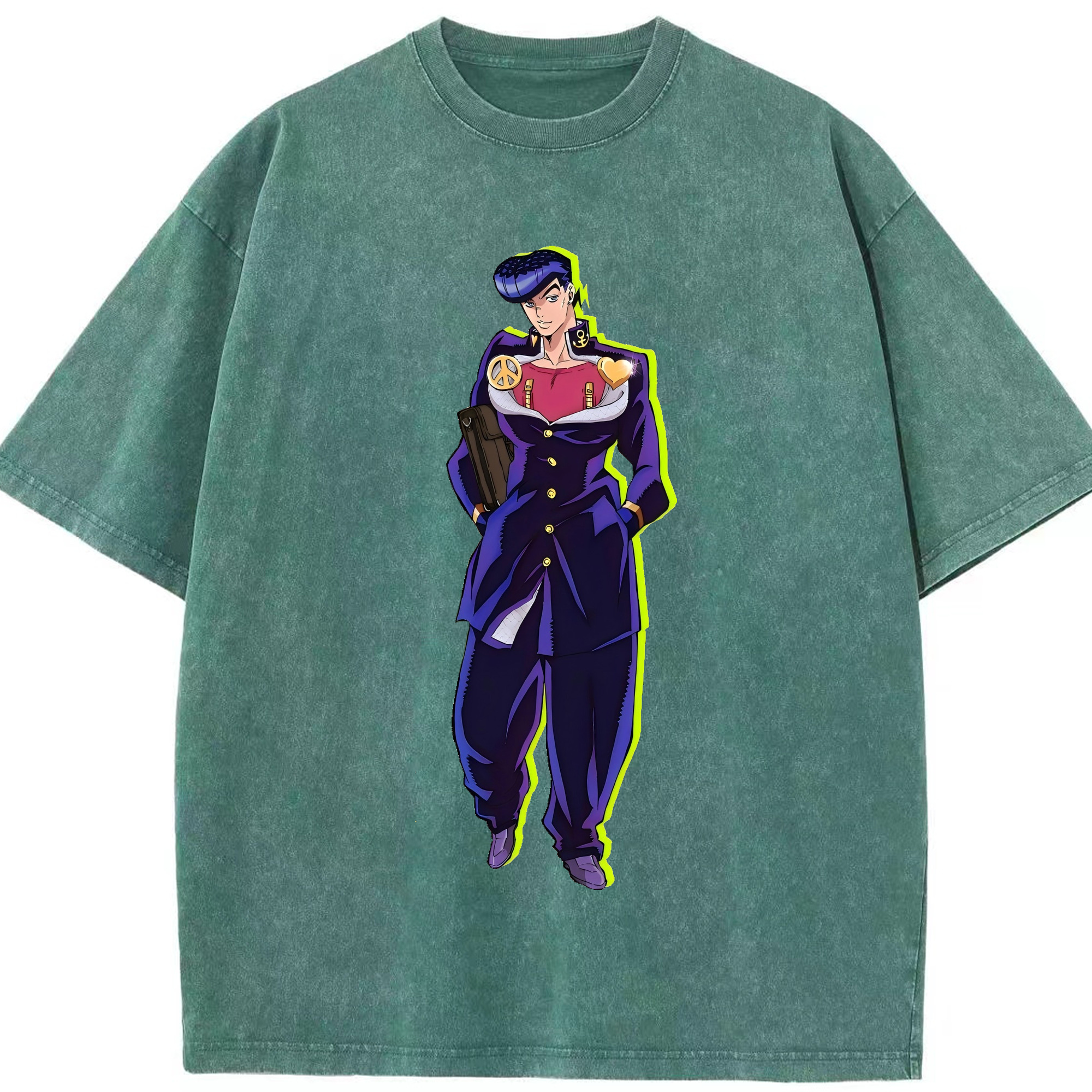 （画像用） ジョジョの奇妙な冒険 ひがしかた じょうすけ JoJo's Bizarre Adventure Higashikata Josuke 綿100% ヴィンテージ風 半袖Tシャツ（フロントプリント）